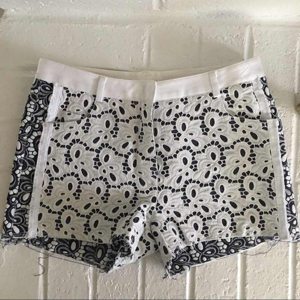 REBECCA MINKOFF LACE DENIM SHORTS